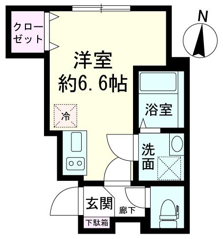AVANCER成城 B棟(ワンルーム/1階)の間取り写真