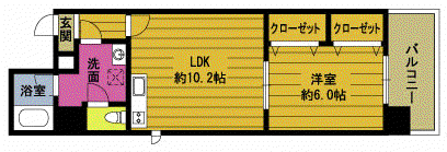 ガーデンハウス顕徳(1LDK/3階)の間取り写真