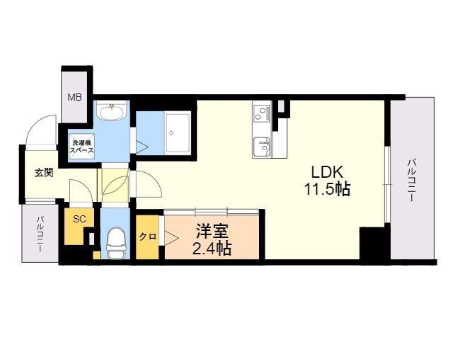 NUDGEONE.香椎駅前(1LDK/8階)の間取り写真