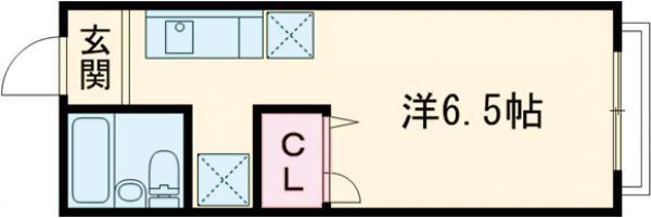 シンフォニーヒル(ワンルーム/2階)の間取り写真
