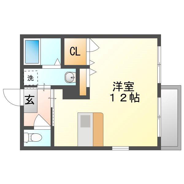 ディアスK(ワンルーム/2階)の間取り写真