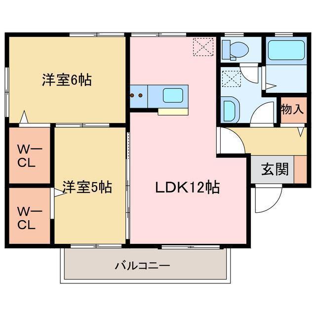 メゾン・ド・ルミエール(2LDK/2階)の間取り写真