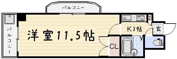 ロイヤルリージェント(1K/11階)の間取り写真