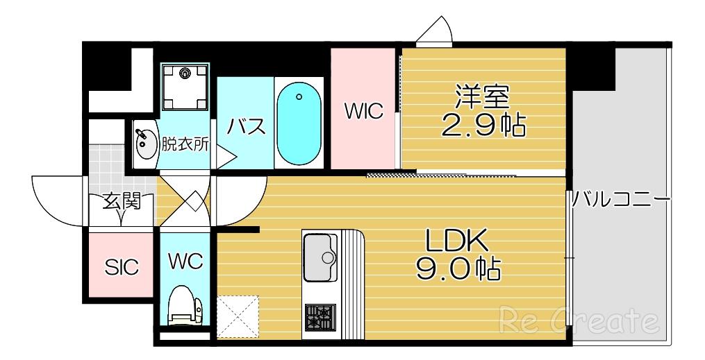 シャテーニュ上本町(1LDK/4階)の間取り写真