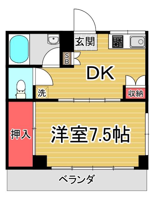 第二石原ビル(1DK/5階)の間取り写真