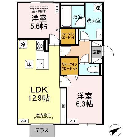 TORISIA大慈寺町 A(2LDK/1階)の間取り写真