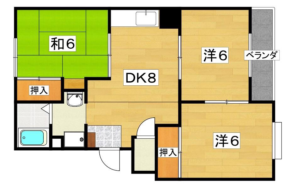 ハピネス西口II(3DK/3階)の間取り写真