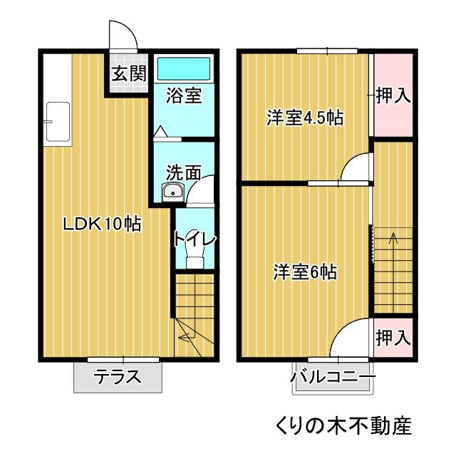 中寺ハイツ(2LDK/1階)の間取り写真