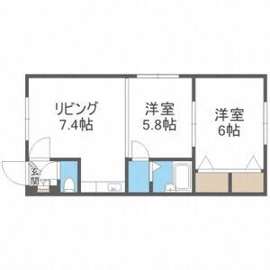 リラ A棟・B棟(2DK/2階)の間取り写真