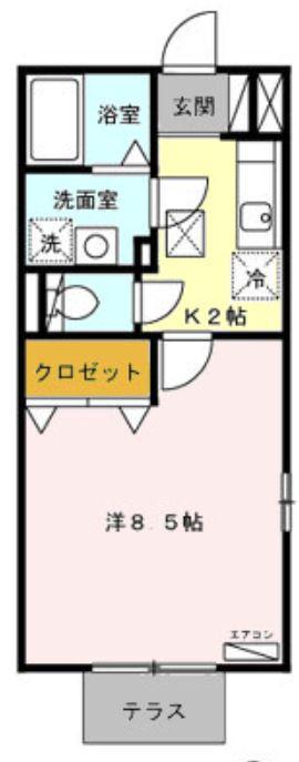 華モナリエ(1K/1階)の間取り写真