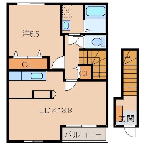 エリタージュ(1LDK/2階)の間取り写真