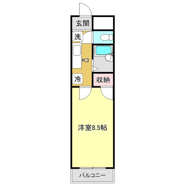 グランドムール高須(1K/2階)の間取り写真