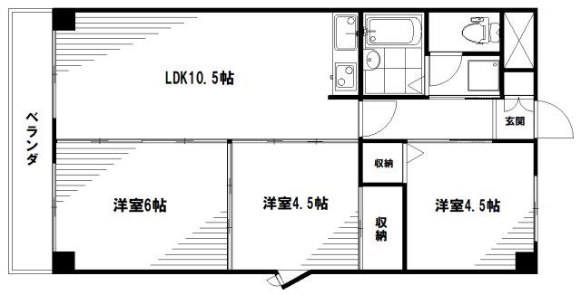ヴィ・ラージュ梅園(3LDK/3階)の間取り写真