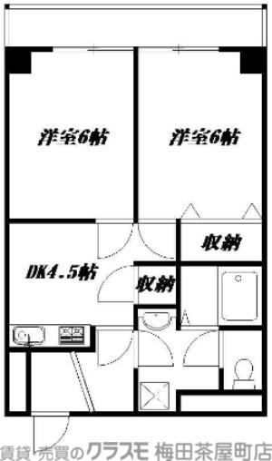 ジオナ天神橋(2DK/8階)の間取り写真