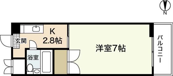 アピア大手町(1K/2階)の間取り写真