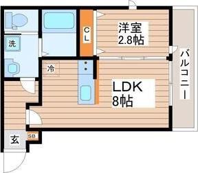 南鍛冶町AP C棟(1LDK/3階)の間取り写真