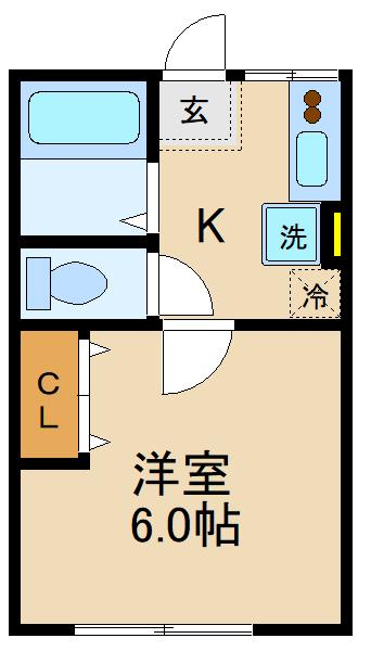 シティハイム池垣荘(1K/1階)の間取り写真