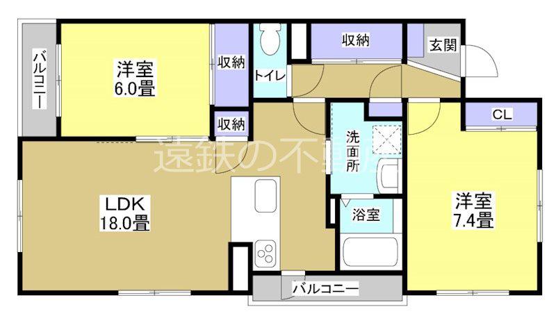 リンボックF(2LDK/2階)の間取り写真