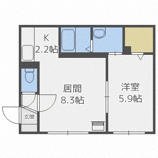 WITHPET新道東駅前(1LDK/2階)の間取り写真