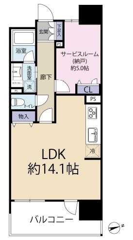 エスリード八尾駅前ザ・フロント(1SLDK/11階)の間取り写真