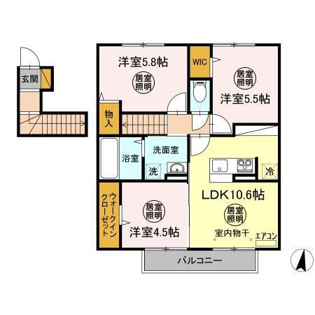アジュール大成町(3LDK/2階)の間取り写真