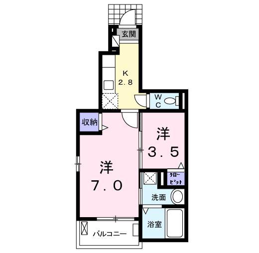 ジュネスFA(1SK/1階)の間取り写真