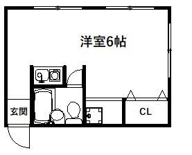 第二篠原荘(ワンルーム/3階)の間取り写真