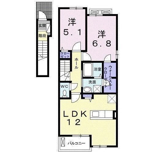 スリーゼ(2LDK/2階)の間取り写真