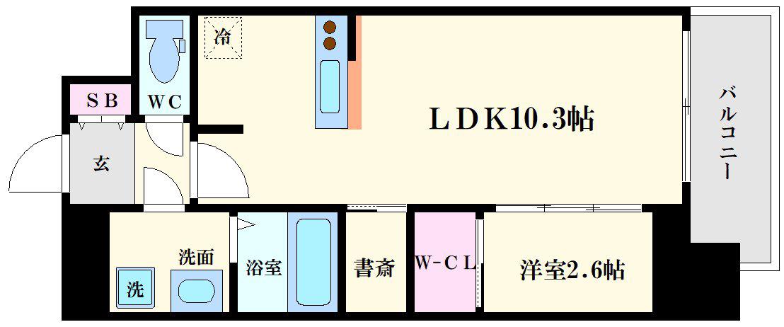 セレニテフラン本町(1LDK/15階)の間取り写真