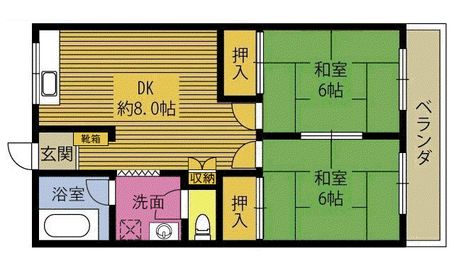 EIWAN BLD(2DK/2階)の間取り写真