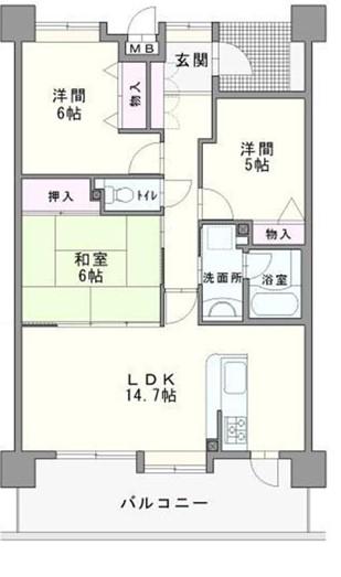 アイランドコート基山駅前(3LDK/4階)の間取り写真