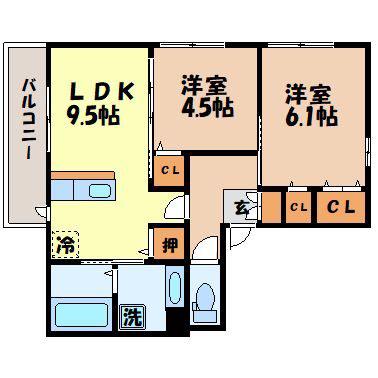 ライフステージウエストワードII(2LDK/2階)の間取り写真