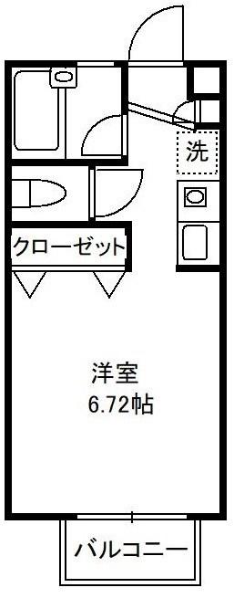クレシア1(1K/2階)の間取り写真