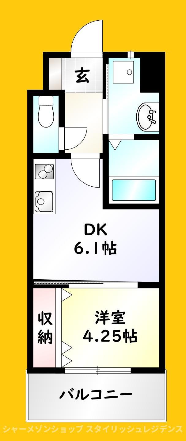 オーヴィジョンクラス浅香通(1DK/2階)の間取り写真
