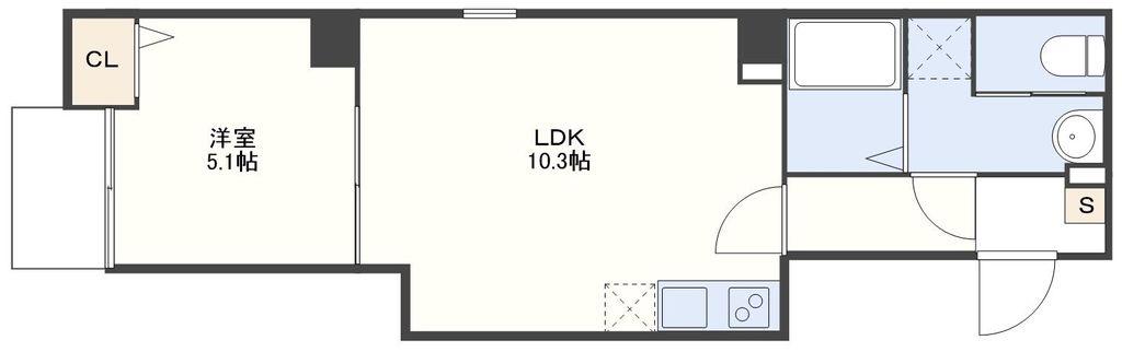 SIMEON曙町(1LDK/5階)の間取り写真