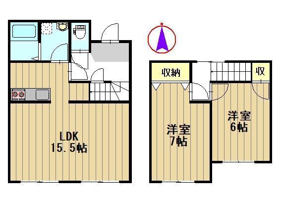 ガーデンタウンフェリシアA(2LDK/1階)の間取り写真