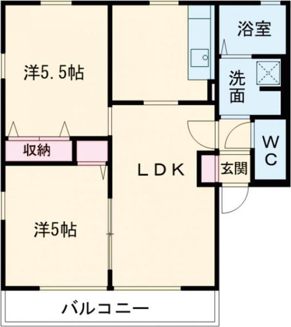 ハイツR&N A(2LDK/2階)の間取り写真