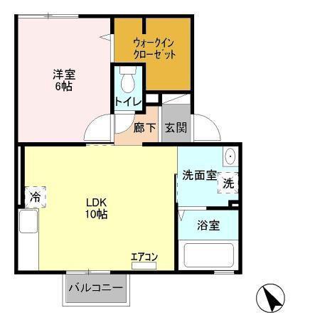 テラス富士(1LDK/2階)の間取り写真