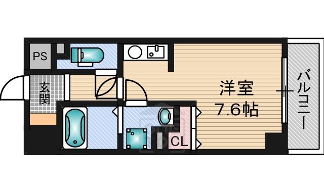 中央メルヴェール江坂(ワンルーム/8階)の間取り写真