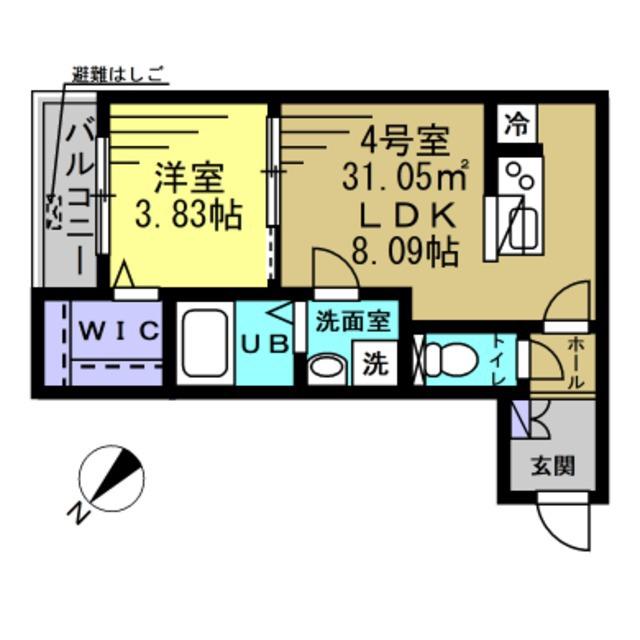 エスケー南流山(1DK/1階)の間取り写真