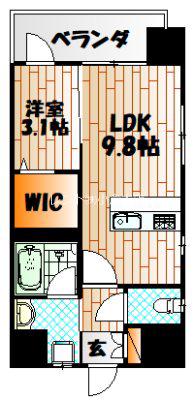 デザイナープリンセス旦過(1LDK/5階)の間取り写真