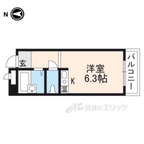 クッキィー石山寺(ワンルーム/2階)の間取り写真