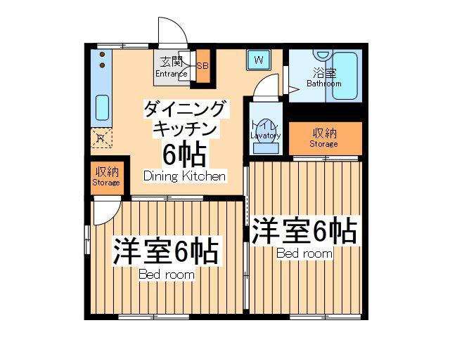コーポストーク(2DK/1階)の間取り写真