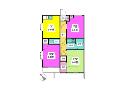 銀杏台マンション(3DK/3階)の間取り写真
