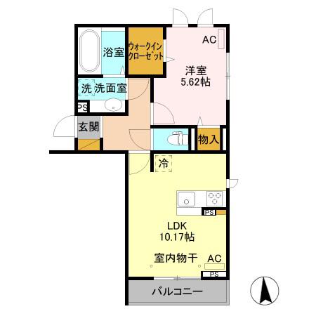 アーバンクレスト白板 1階の物件(1LDK/1階)の間取り写真