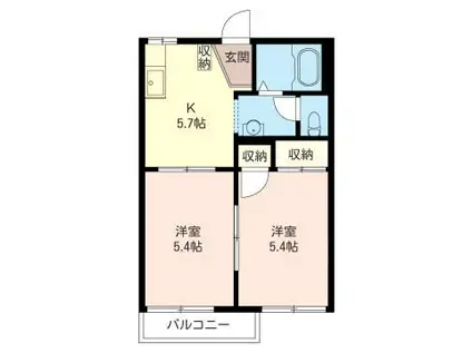 メゾンアミ(2K/2階)の間取り写真