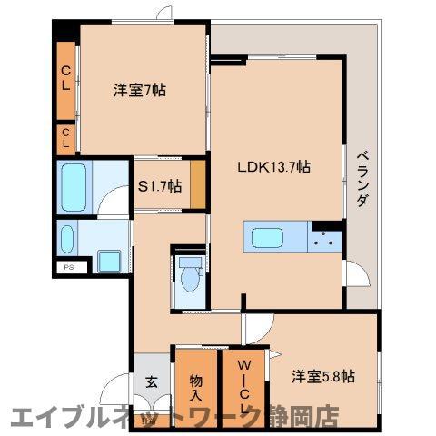 SICGREENSCENT安東(2SLDK/1階)の間取り写真