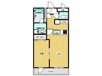 チアフルビューティ月出II(1LDK/2階)の間取り写真