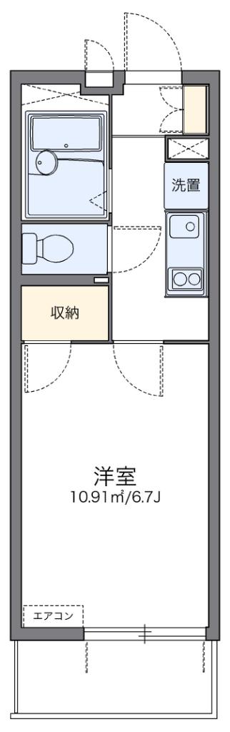レオパレストウメイ(1K/4階)の間取り写真