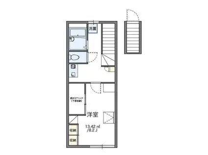 もみじ山(1K/2階)の間取り写真